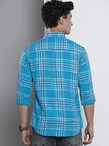 Image of The Indian Garage Co Men Slim Fit Checkered Full Sleeves Spread Collar Casual Shirt