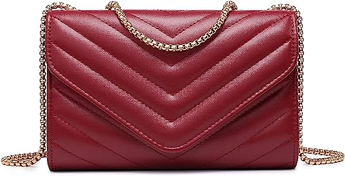 KRIFTY Small Quilted Crossbody Bags Stylish Designer Evening Bag Clutch Purses and Handbags with Chain Shoulder Strap (Dark Pink) (Maroon) (B0CT31D38V) Amazon Price History, Amazon Price Tracker