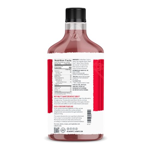 Lakanto Sugar Free Maple Syrup - Monk Fruit Sweetener, Keto Diet Friendly, Vegan, 1g Net Carbs, Pancakes, Waffles, Oatmeal, Coffee, Tea, Granola, Frosting, Marinade, Dressing (13 fl oz - Pack of 2)
