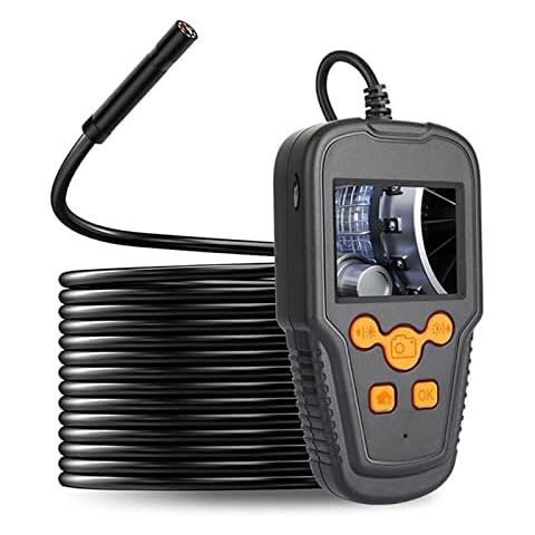 8mm Inspection Endoscope Camera, Industrial Camera with 8 LED Lights, 2.4" 1080P HD Screen, IP67 Waterproof Drainage Camera with 2600mAh Battery, 6.56ft Semi-Rigid Cable Cover