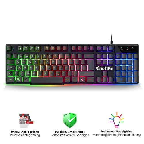 EMPIRE GAMING - Pack 3 in 1 MK800 - Gaming-Tastatur QWERTZ Deutsche RGB 105 Tasten 19 Anti-Ghosting-Tasten -Ergonomische RGB Gamer-Mouse 2400 DPI -Mousepad -PC PS4 PS5 Xbox One/Series Mac - Image 3