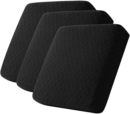 CHUN YI 3PC Stretch Diamond Lattice Couch Cushion Cover,Sofa Seat Covers Couch Cushion Slipcovers Suitable for Armchair Loveseat Sofa with Spandex Rhombus Jacquard Fabric(3PC,Black)