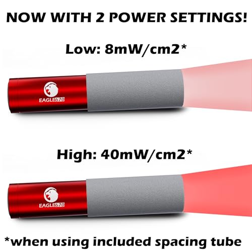 Eagle670 670 nm Deep Red Light 670nm Flashlight | 670nm LED Red Light Therapy Flashlight with Spacing Tube | 8mW/cm2 & 40mW/cm2 | USA Laboratory Verified Accuracy | Lightweight & Portable by Eagle670