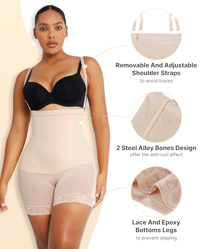 Image of SHAPELLX Faja Colombianas Side Zipper Tummy Control Postpartum Shapewear | Butt Lift Body Shaper, 3-Layer Firm Compression, Side Zipper Easy Wear, Open Crotch, Adjustable Straps, Daily & Postpartum