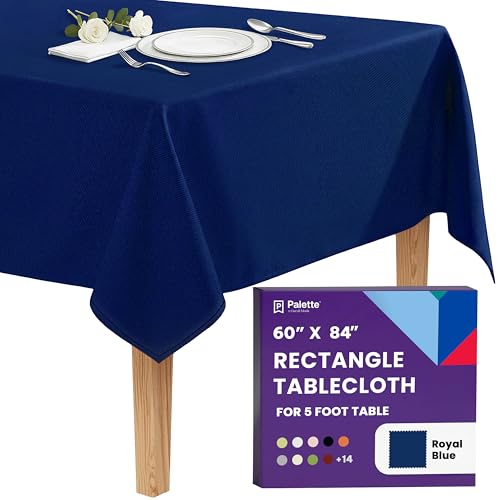Image of Gee Di Moda Rectangle Tablecloth - 60 x 84 Inch Royal Blue Table Cloth for 5 Foot Rectangle Tables - Heavy Duty Washable Fabric - for Holiday Party, Dinner, Weddings, Baby Shower & Events