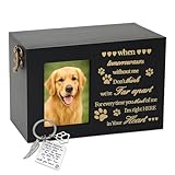 Krisme Home Dog Cremation Box with Photo Frame and Keepsake Book - Memorial Urn for Dogs Ashes - Memory Box for Pet Loss - Wooden Pet Urn and Picture for Remembrance