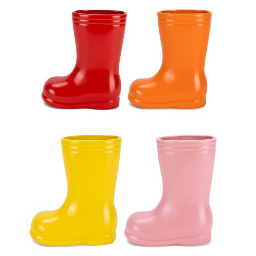NAT & Jules Bright Colorful 7 inch Ceramic Boot Pot Planter Containers Set of 4