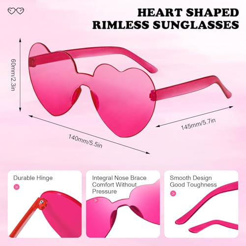 SUNOVELTIES 40 Pcs Heart Shaped Rimless Sunglasses Bulk Orange Hotpink Frameless Glasses Colored Party Eyewear for Women by SUNOVELTIES - Used condition - Image 4