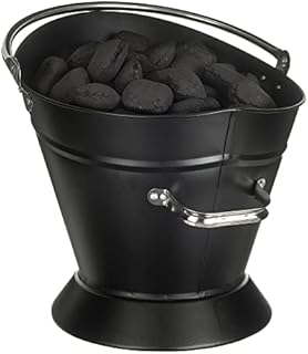 LIVIVO Waterloo Coal Bucket With Nickel Coated Handle - Powder Coated Stainless Steel - Heavy Duty Multipurpose Fireplace Coal Log Hod