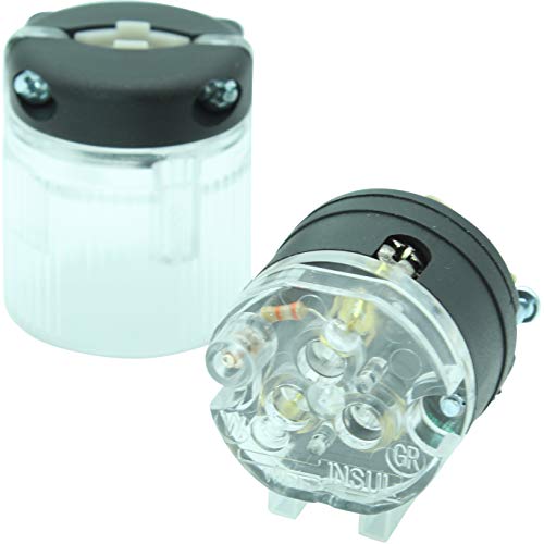 Journeyman-Pro 515PV-LIT Lighted 15 Amp 120-125 Volt, NEMA 5-15P, 2Pole 3Wire, Straight Blade, Male Plug Replacement Cord Outlet Connector, Commercial Grade PVC Power Indicating (Black LIT 1-Pack)