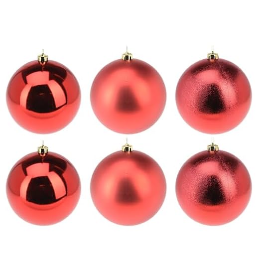6 x Weihnachtskugeln aus Kunststoff Ø 12 cm wetterfest frostsicher - Christbaumkugeln für Innen und Außen - Weihnachtsbaumkugeln Kunststoff Größe 6 x (12 cm), Farbe Rot (Glanz + matt + Glitzer)