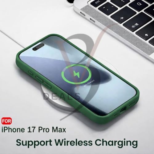 Image of Compatible for Apple iPhone 17 Pro Max Case, Anti-Skid Shock Absorbing Soft Silicone Back Cover with Camera and Screen Protection, Dustproof, Wireless Charging Compatible (Green)