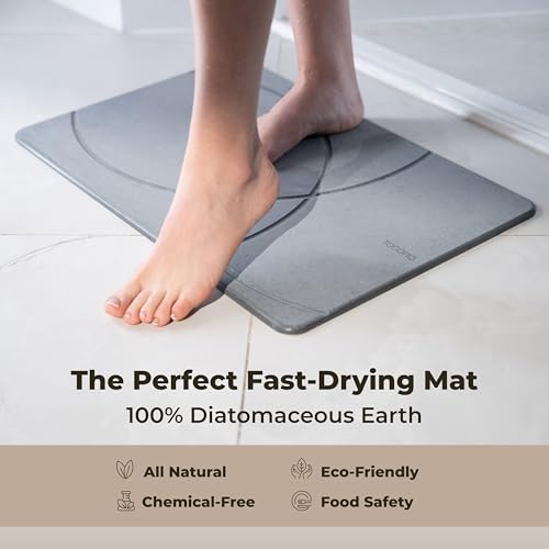 Image of TOSORO - Stone Bath Mat Diatomaceous Earth Shower Mat Non-Slip Super Absorbent Diatomite Stone Bath Mats for Bathroom Floor Quick Drying Natural Easy to Clean (23.5 x 15) - Graphite