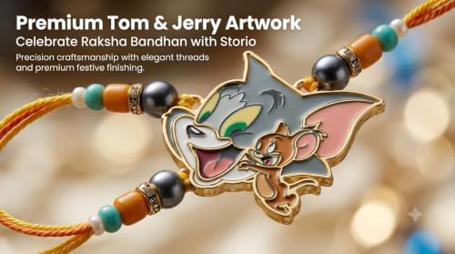 Image of Storio Tom and Jerry Metal Pendant Rakhi | Officially Licensed | Rakhi for Boys, Bhaiya, Bhai | Raksha Bandhan Gift