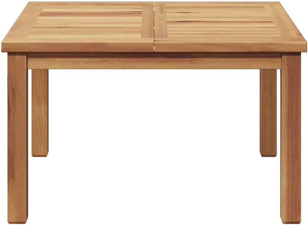 Solid Teak Wood Coffee Table, 23.62-Inch Square Outdoor Patio Low Table, Minimalist Garden Side Table for Deck, Balcony, Backyard, and Living Room Furniture