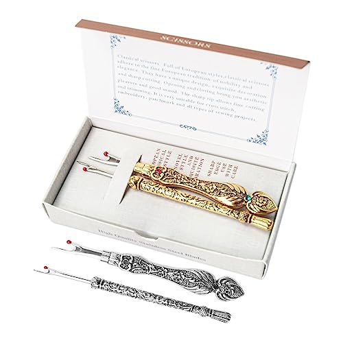 HSOKEW 4Pcs Sewing Seam Ripper, 2 Sizes Retro Seam Rippers for Sewing Metal Seam Sewing Thread Ripper Easy Grip Seam Ripper Sewing Tools Kit for Quick Unpick Sewing Embroidery Quilting