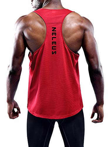 Image of NELEUS Men's Workout Running Tank Top Sleeveless Gym Athletic Shirts Pack of 3,5080,Blue /Red /Yellow,3XL