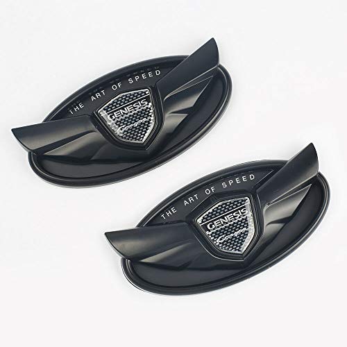 Atimax 2Pc Black Front Rear Abs Wing Logo Car Emblem Badge For 2010-19 Genesis Coupe (Gloss Black) #TOP3