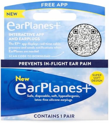 Airplane Ear Plugs for Adults (Blue, 1 Pair) | Flight Pressure Relief & Noise Blocking Earplugs | Soft Silicone Travel Ear Protection | Reusable with Storage Case