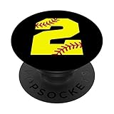 Softball Popsocket #2 - Girls Softball Jersey Number 2 PopSockets PopGrip: Swappable Grip for Phones...