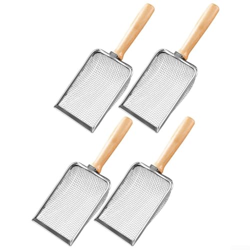 Eawfgtuw Tamiz de suelo de jardín de acero inoxidable con mango de madera para mezcla de macetas de arena de compost, tamiz de tierra de jardín, juego de tamiz multiusos de acero inoxidable (2+2.8+3.8