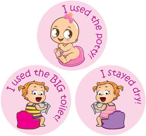 144 x Girls Potty Training Reward Stickers Mixed Pink Toilet Learning Reward