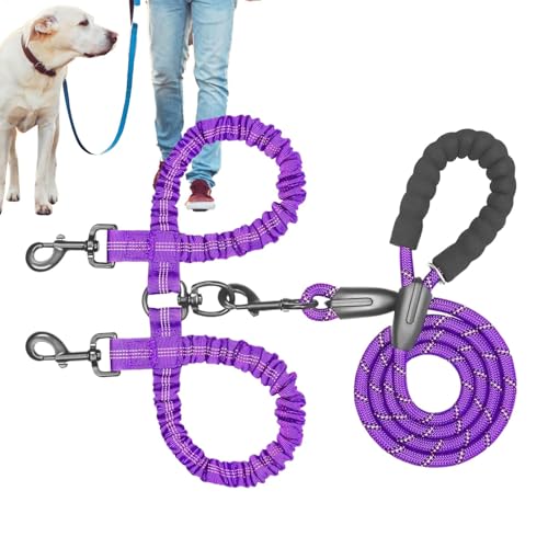 犬の牽引ロープ、犬用の牽引ロープ,二重トラクションリードスプリッター | 回転調整可能なウォーキングトレーニングリードペットショック吸収バンジーの中程度の大きな犬