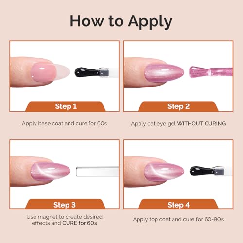 Image of MelodySusie Starry Cat Eye Gel Nail Polish, 0.5 Fl Oz Gold Pink Glitter Holographic Magnetic Nail Polish with Magnet, UV Nail Polish for Nail Art Manicure Salon DIY at Home G1401