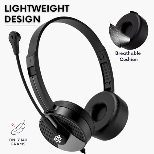 Metaind Wired USB Headphone with Noise Cancelling Mic | Perfect for Skype, Zoom Calls & Call Center Headset for PC & Laptop | Model: Meta_MT50 (Black) - Image 2