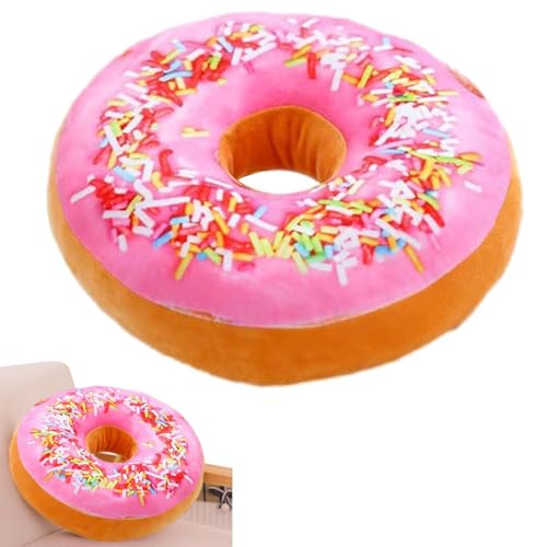 Donut-Plüschkissen – großes, rundes Donut-Kissen, süßes Leckerbissen für Kinderzimmer, verspieltes Bodenkissen, gemütliches Lesen, Raumdekoration, für Liebhaber