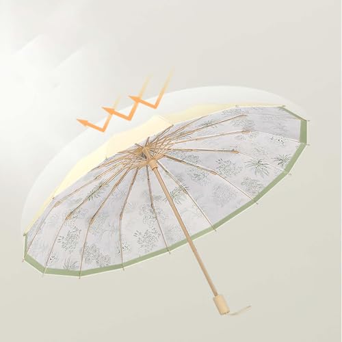 Parapluie pliant triple compact et portable style uni avec 16 baleines coupe-vent