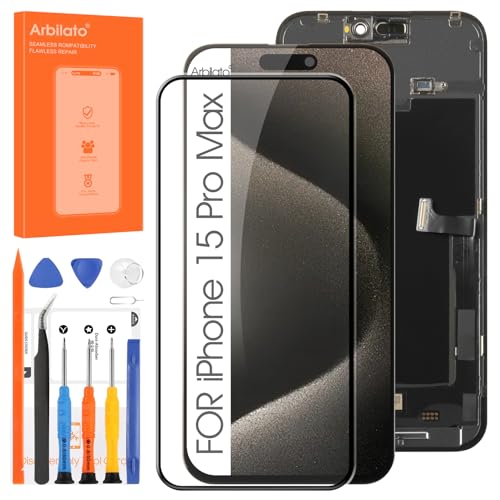 Display für iPhone 15 Pro Max - Bildschirm Ersatz für iPhone 15 Pro Max LCD Digitalisierer Touch Screen Glas Montage Pannello Reparatur Set für iPhone A2849 A3105 A3108 A3106 (Schwarz Incell)