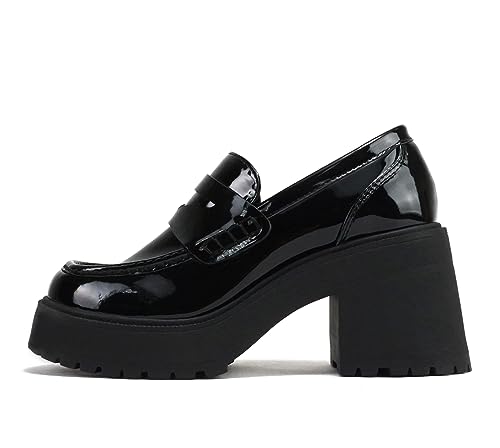 Image of Soda inchAMP inch ~ Women Round Toe Slip-On Lug Sole High Heel Penny Loafer Shoe