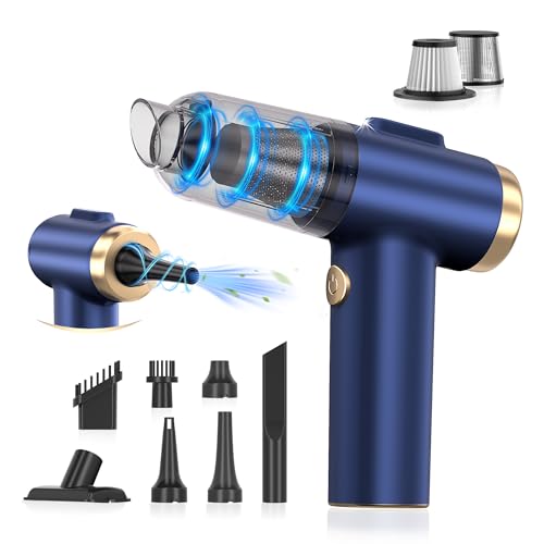 RLCHFEI Handheld Car Vacuum Cleaner, 2-in-1 Portable Mini Car Vacuum Cleaner,21000Pa High Power & Air Duster, Handheld Vacuum Cordless with LED Light and Multi-Nozzles for Car,Home,Office,Pet
