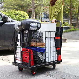 Uholan Platform Trucks Folding Hand Truck Cage Cart Carrying Weight 330Lbs Portable Platform Cart Collapsible Dolly #TOP2