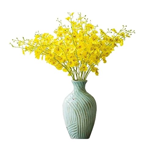 Flores Artificiales Flor Amarilla Flor Artificial Dama Bailarina Orquídea Flor Falsa Jarrón Conjunto Mesa de jardín Fiesta Hogar Decoración de Boda Decoraciones