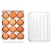 mDesign Stackable Plastic Covered Egg Tray Holder, Storage Container and Organizer for Refrigerator, Carrier Bin with Lid with Handle - Holds 12 Eggs - 2 Pack - White/Clear