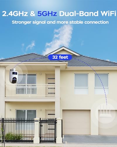 JOOAN 5G Dual Lens Security Camera Outdoor, Dual 2K 360° PTZ Cameras for Home Security, Plug-in 2 in 1 WiFi Camera, 2 Way Audio IP66 Waterproof Motion Detection Auto Tracking Alert Works with Alexa - Thumbnail 7