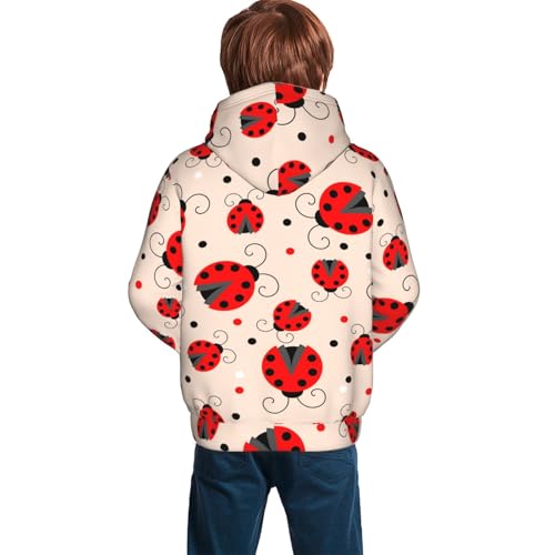Red Ladybug Kid Hoodies Boys Sweatshirts Girls Pullover with Pocket4