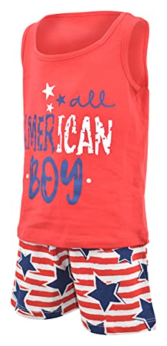 Image of Unique Baby Boys American Boy 4th of July 2pc Tank Shorts Set