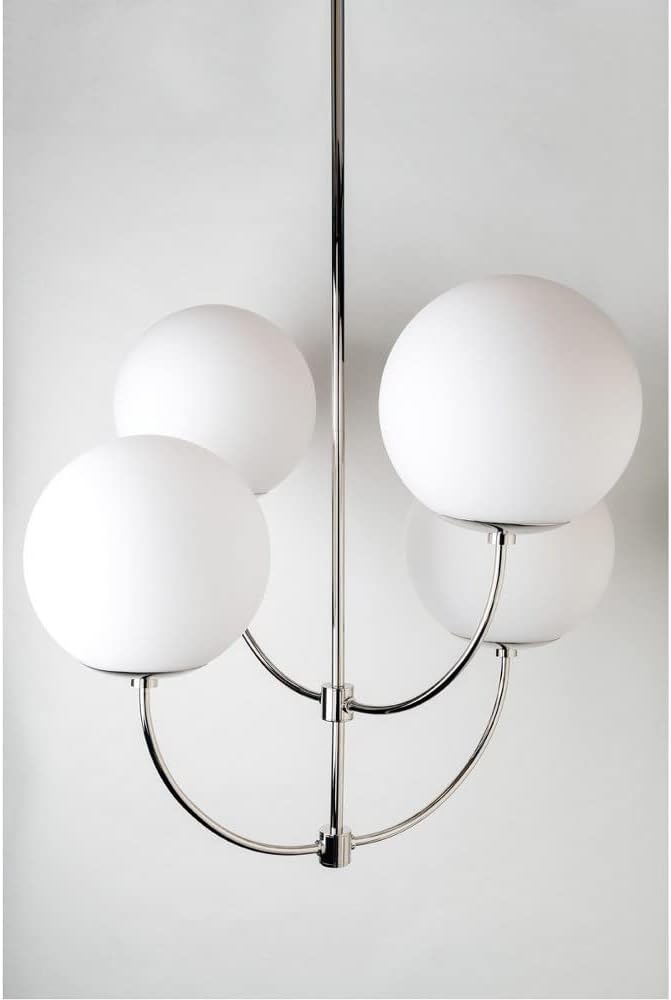 MITZI HUDSON VALLEY LIGHTING H160804-AGB Carrie Chandeliers, 4-light, 60W, Aged Brass Finish, White Glass (29.75''W x 27.5''H)
