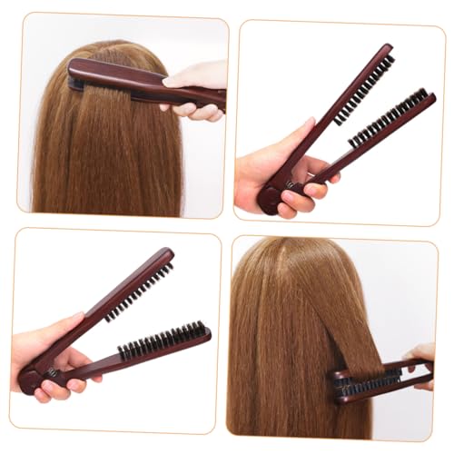Peine alisador estático con cerdas y pinza para cabello miniatura 4