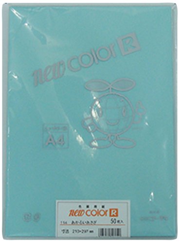 リンテック 色画用紙 ゴークラニューカラーR A4 あかるいあさぎ50枚NO114