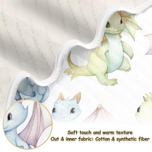 Image of Cute Fiery Dragon Baby Blanket Cotton Cozy Throw Blanket Warm Nursery Swaddle Receiving Toddler Blankets 30 inch x 40