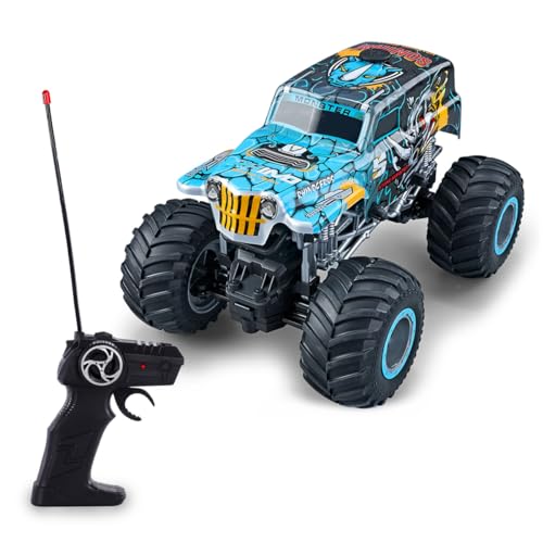 CARRINHO DE CONTROLE REMOTO BIG MONSTER SOLTA FUMAÇA COM AJUSTE DE ALINHAMENTO POLIBRINQ CAR809 (Azu