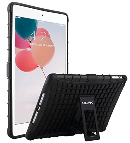 ULAK iPad Air Case, Hybrid Shock Absorbing Dual Layer Case Cover with Built-in Kickstand for Apple iPad Air 5th Gen 2013 (Black/Black)