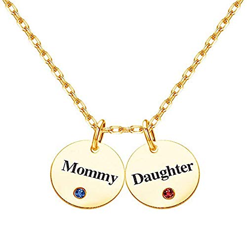 IRISURE 925 Sterling Silver Personalized Initial Necklace Custom Alphabet Circle Charm Necklace with Birthstone Monogram Coin Name Pendant