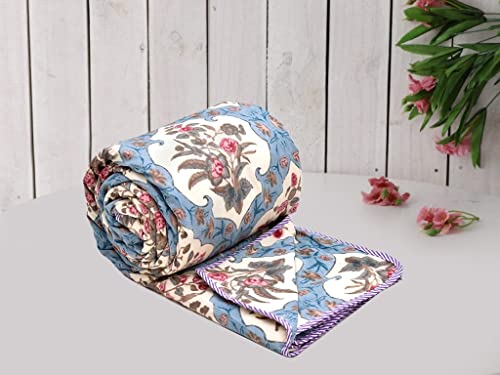 Image of 3-Layered Pure Cotton Reversible Dohar for Single Bed 60 x 90 Inches | Super Soft Lightweight AC Blanket /Quilt | All-Season Comfort & Washable Printed Cotton Dohar (Pack of 1) - Design 1