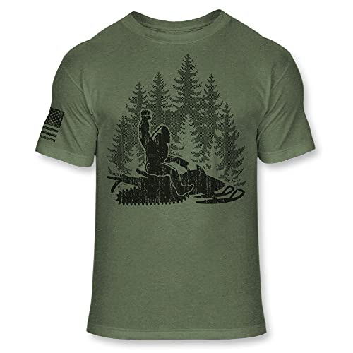 Bigfoot Snowmobile T-Shirt - Funny Sasquatch Snowmobiler shirt - Bigfoot Sled shirt - Snowmobiling Athletic Blend Tee Shirt - A195
