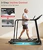 Redliro Treadmill for Seniors Slow Walking - 0.3mph Start, Front & Long Handrails - Foldable Recovery Flat Treadmill for Elderly with Heart Rate Monitor, Auto Lubrication, 3-Level Incline for Home Use